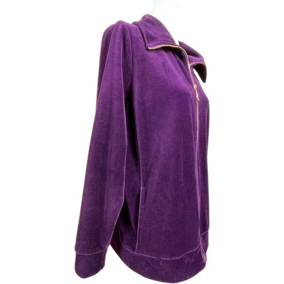 LAUREN RALPH LAUREN LRL Women Tracksuit Jacket Size 1X Velvet Velour Zip Purple - Picture 7 of 16